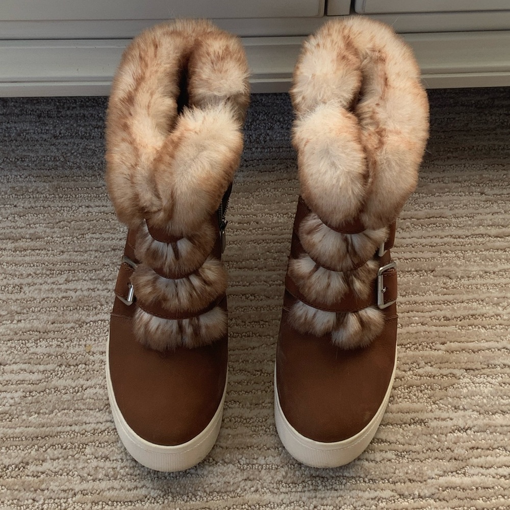 J Slides Chestnut Fur-Lined Winter Boots